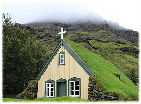 Photo of green glowing Church